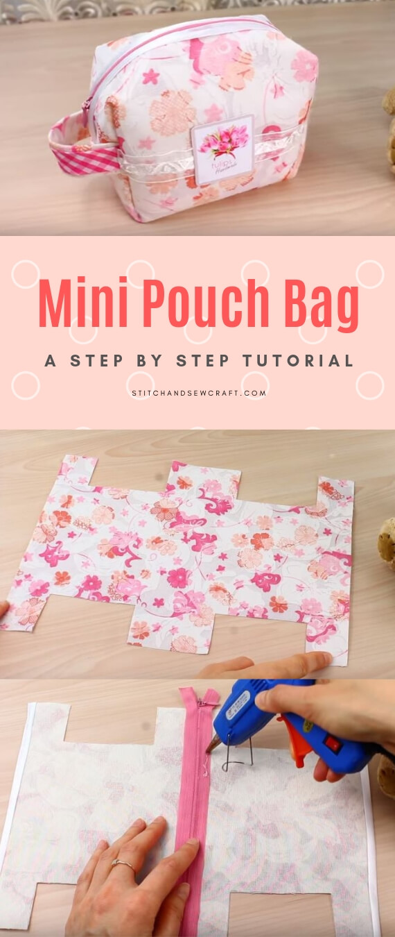 mini pouch bag stitchandsewcraft.com #stitchandsewcraft #freesewing #pouchbag #freesewingtutorial 