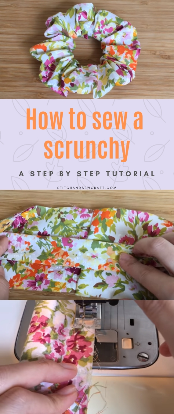 How to sew a scrunchy stitchandsewcraft.com #stitchandsewcraft #freesewing #scrunchy #freesewingtutorial 