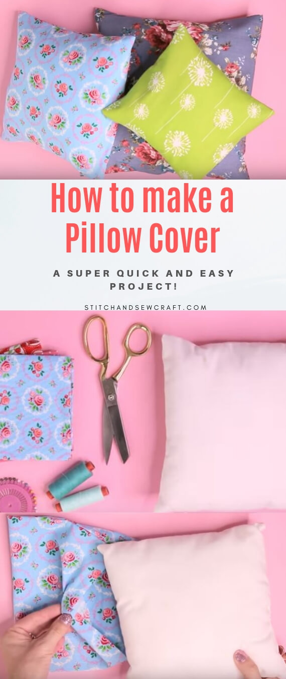 How to make a Pillow Cover really fast stitchandsewcraft.com #stitchandsewcraft #freesewing #pillowcover #freesewingtutorial 