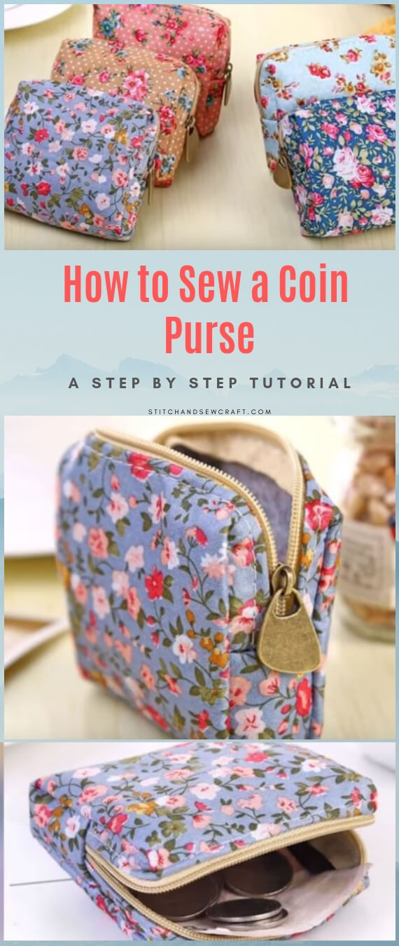 Cute zipper coin purse stitchandsewcraft.com #stitchandsewcraft #freesewing #coinpurse #freesewingtutorial 