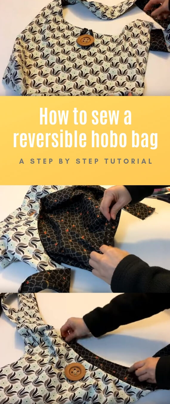 Sew a Reversible Hobo bag stitchandsewcraft.com #stitchandsewcraft #freesewing #hobobag #freesewingtutorial 