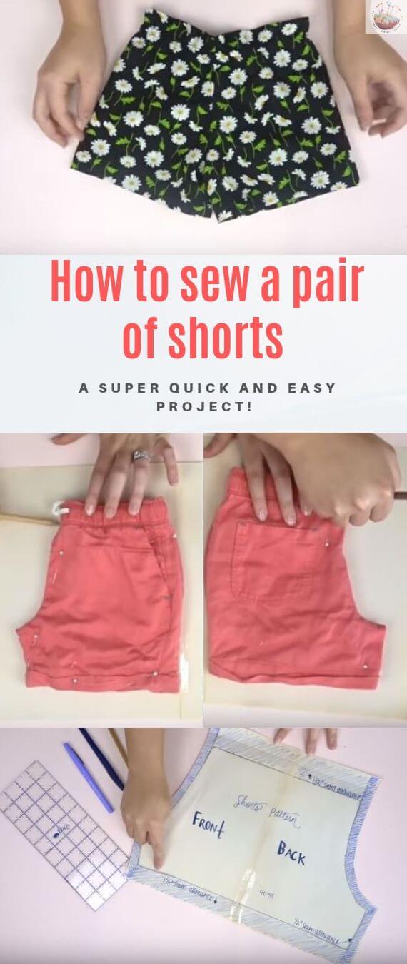 How to sew a pair of shorts stitchandsewcraft.com #stitchandsewcraft #freesewing #diyshorts #shorts #freesewingtutorial 