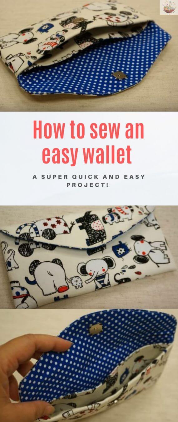 How to sew an easy wallet stitchandsewcraft.com #stitchandsewcraft #freesewing #seweasywallet #wallet #freesewingtutorial 