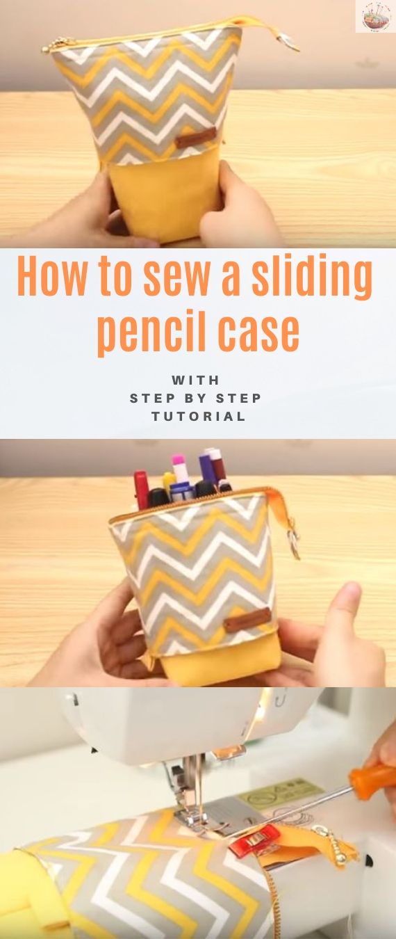 DIY Sliding Pencil Case Pattern - How to make a pop up slide down standing pencil  case 