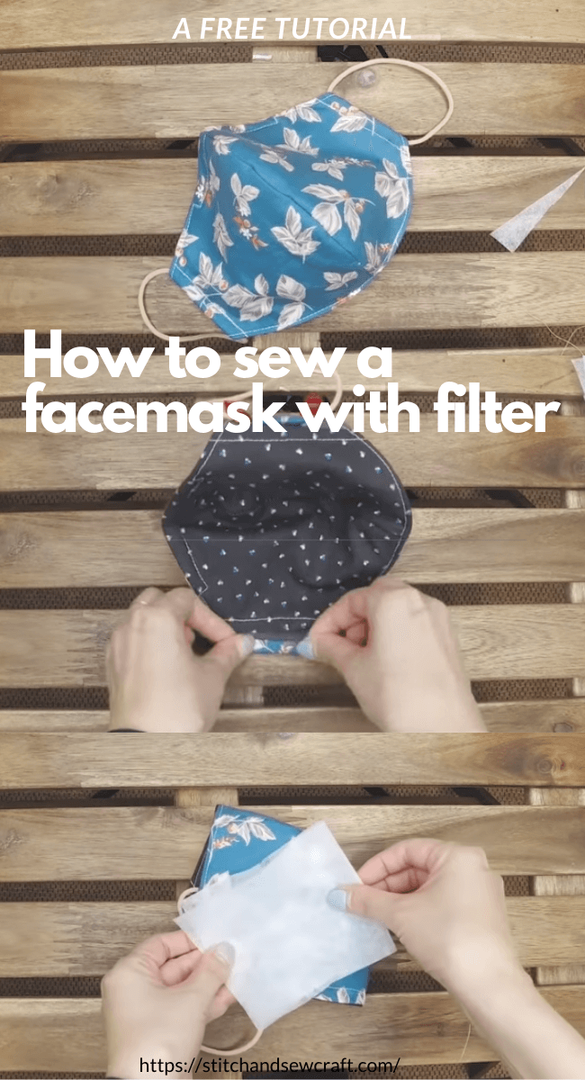 How to sew a facemask with filter stitchandsewcraft.com #stitchandsewcraft #freesewing #sewfacemask #shorts #freesewingtutorial 